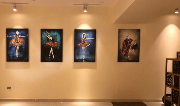 Venustas (Beauty), Frimitas (Strength) , Utilitas (Functionality), Celine paintings from Earthly Grace Collection by Kristel Bechara