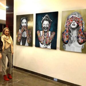 Kristel Bechara's unique interpretation, artistic style, and perception is illustrated in these paintings of the "Mysric Voices" art collection