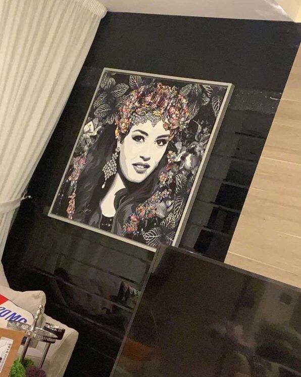 Legendary icon and formidable actress "Sherihan" is portrayed in this contemporary art painting by Kristel Bechara