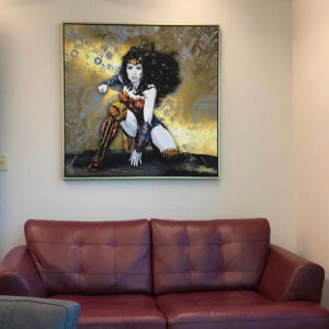 Wonder Woman, DC superhero and symbol of justice, truth, and equality; is portaryed in this painting by Kristel Bechara. Worlwide delivery!