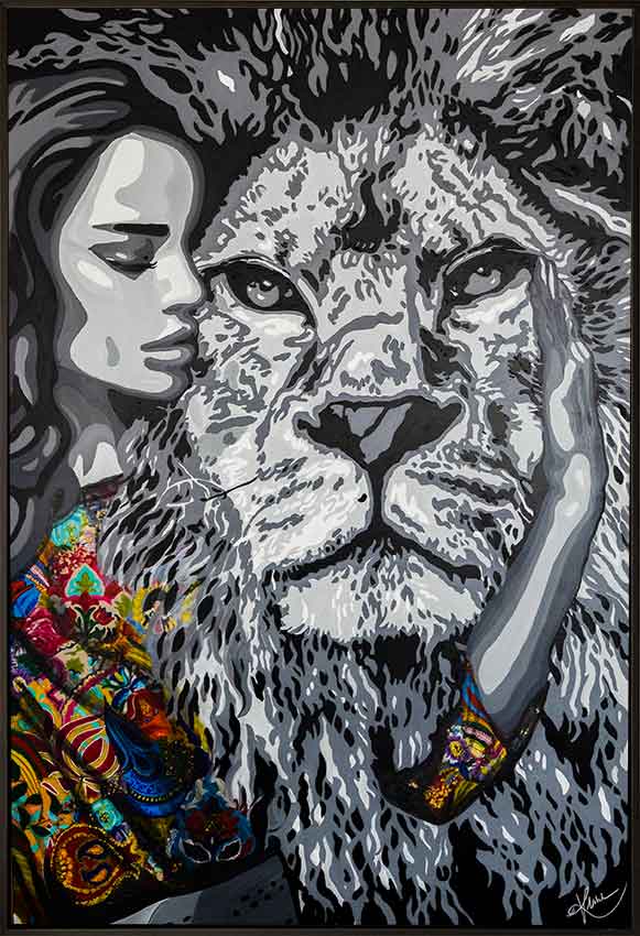 Fortitude, the virtue that champions the endurability and fearlessness of human spirits is portrayed in this canvas art by Kristel Bechara