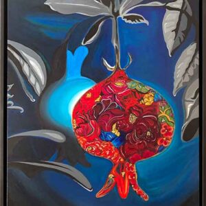 Pomegranates hold great symbolic significance in Greek mythology and are represented in this canvas art by Kristel bechara. Get in touch!