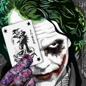 The Joker, portrayed by actor Heath Ledge is depicted in this painting by award winning artist Kristel Bechara. Worlwide delivery available