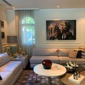 The Lovers painting by Kristel Bechara as seen in contemporary art collectors' home